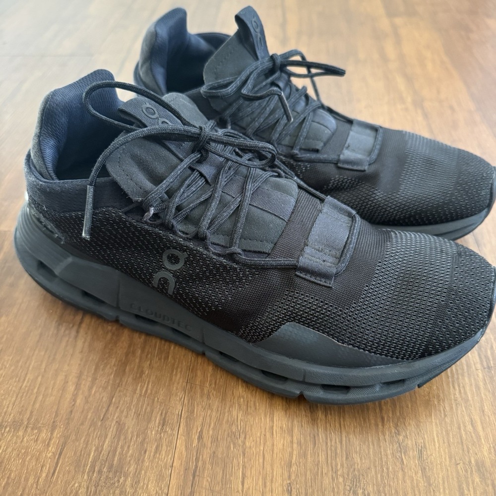 ON Cloudnova Sneakers Womens 9 Black Out Eclipse Running Shoes Comfort Athletic